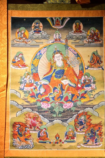 藏傳佛教 蓮花生大士 複印唐卡