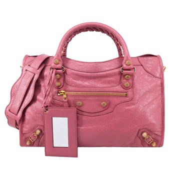 BALENCIAGA 巴黎世家 GIANT12 CITY 金釦機車包(粉色) / 展示品