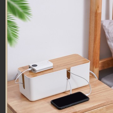 極簡風木蓋電線收納盒 集線盒 線路收納整理 桌面收納 插座收納