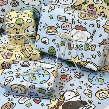台灣出貨✨新款 lucky小狗包裝紙可愛高顏值ins日常生日禮物包裝紙加厚設計包裝紙