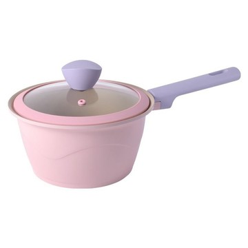 Kitchenwell ETTI 陶瓷單把湯鍋 附鍋蓋  粉色  1套  18cm