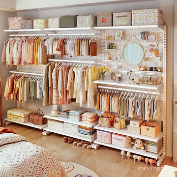 🏆可代客組裝 優選收納 洞洞闆衣櫃落地開放式衣帽間收納女生臥室家用金屬簡易貨架置物架 HEFI