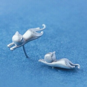 925純銀耳環耳針式耳飾-時尚可愛小貓咪熱銷母親節生日情人節禮物女飾品73ag290【獨家進口】【米蘭精品】