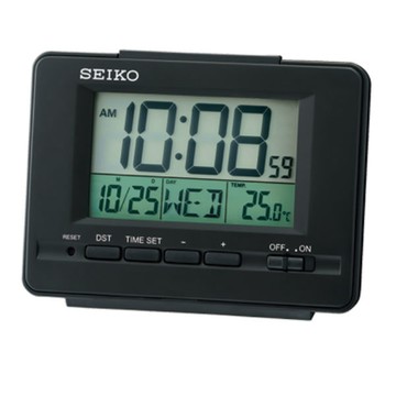 seiko SK037 精工鐘 (QHL078K) 極簡風格多功能電子鬧鐘(黑)/9.4*12.3*4.8 cm｜樂天領券現折★全館特惠中★指定刷卡回饋10%