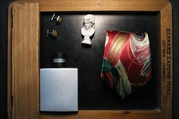 紅色油畫風抽象領帶真絲休閒百搭necktie