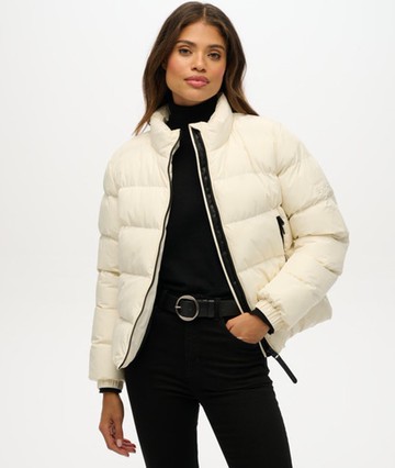 Superdry Women's Non Hooded Sports Puffer Jacket White Size: 4