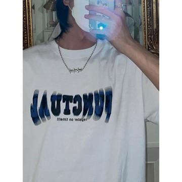 MRCYC潮牌字母印花男士短袖T恤夏季韓系寬松純棉圓領半袖白上衣服