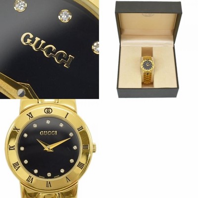 グッチ GUCCI 腕時計 12P レディースウォッチ ブラック文字盤 GP グッチ GUCCI 腕時計 12P レディースウォッチ ブラック文字盤 GP