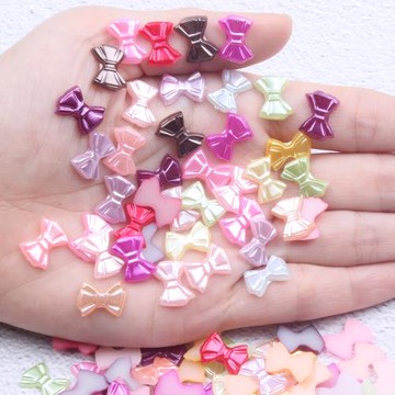 ABS仿珍珠半面珍珠蝴蝶結立體模型混色純白米白DIY手機殼貼珠材料