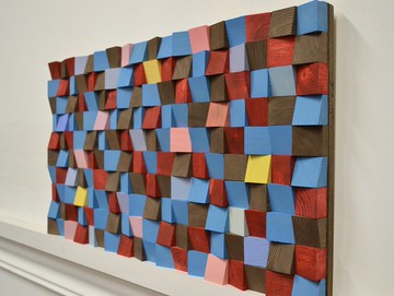 木墙板-亮度-蓝棕色和红色色调现代木质装饰