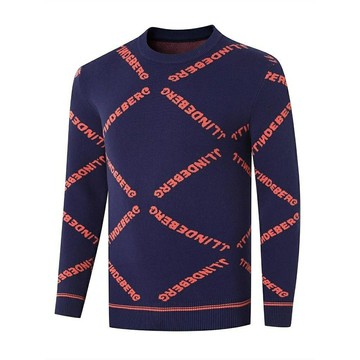 高爾夫球衣 運動上衣男 韓版男裝 2023秋冬新款高爾夫男士休閒運動寬鬆款針織毛衣GOLF套頭圓領上衣