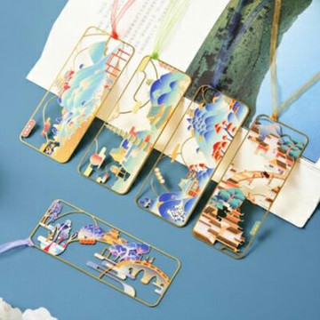 【金陵勝景金屬黃銅鏤空書籤-多款可選-1款/組】南博館文創書籤創意書夾中國風禮物-90304