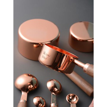 金色不銹鋼量勺量杯克數勺套裝廚房克度刻度計量量匙烘焙家用稱量