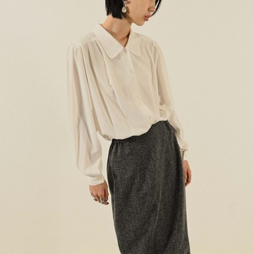 【NaSuBi Vintage】垂墜輪廓打褶古著襯衫