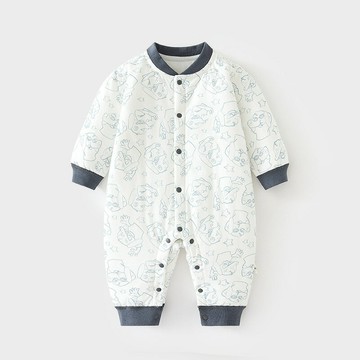 嬰兒40克加棉連體衣寶寶夾棉秋冬無骨哈衣薄棉加厚對開爬服兒童鑫弘-萌寶童裝可開發票