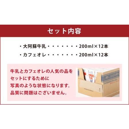 ふるさと納税 大阿蘇牛乳 1ケース(200ml×12本) カフェオレ 1ケース(200ml×12本) セット 計4.8L 熊本県菊池市