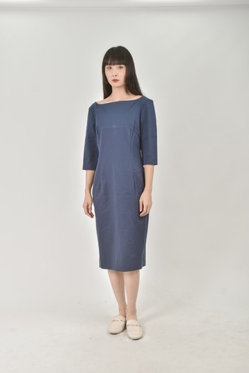 (M) hitch reap春夏棉質素面藍色洋裝