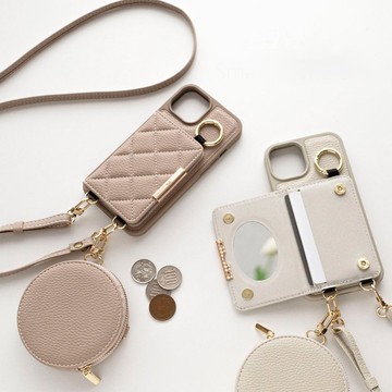 福袋：附贈小袋和背帶、彩色後殼[帶襯裡和個人化名稱的絎縫雙折卡包]、鏡面智慧型手機單肩包 JE15U