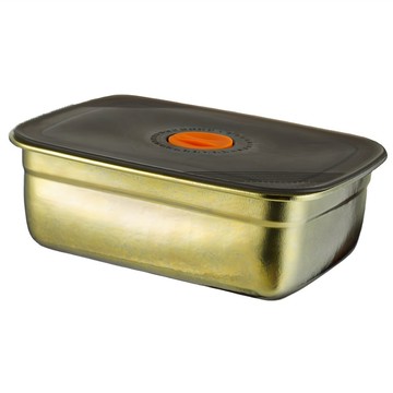 半島良品 純鈦餐盒保鮮盒 16.3 x 11.5 x 6.2cm 土豪金 1000ml  1組  1個容器 + 1個蓋子