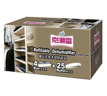 [COSCO代購6] [單次運費限購一組無法超取]C69406 FARCENT DEHUMIDIFIER 克潮靈備長炭除濕劑4空盒+ 25入補充包