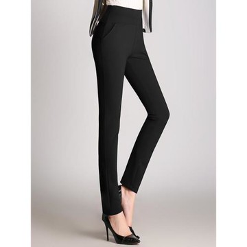 小腳褲女2026春新款黑色高腰修身顯瘦大碼彈力松緊腰長褲女媽媽褲