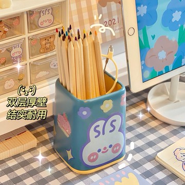 桌面收納盒北歐三格ins斜插式創意筆筒多功能裝飾擺件化妝刷筆桶