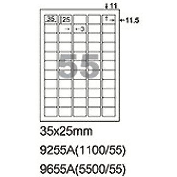 【文具通】9655A影印自黏標籤貼紙55格切圓角35x25mm 100入 P1410424