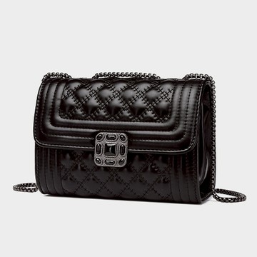 小方包 方胖包 禮物 小香風包包 黑色包包 鍊條包 菱格紋包包 包包 斜背包 四葉草包包 菱格鏈條包 單肩斜背包 870