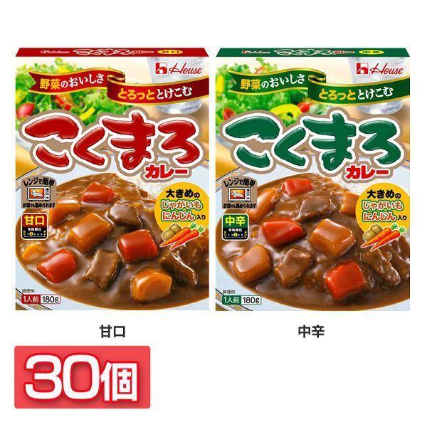 レトルトカレー 電子レンジ対応 こくまろカレー 30個セット 甘口 中辛 ハウス食品 180g 1人前 レトルト カレー レトルト食品 まとめ買い