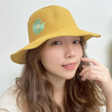{{現貨秒發}}春季新款超夯小雛菊盆帽 水桶帽 日系甜美風草編帽款 舒適透氣 可折疊 多巴胺色系 草帽 （T085)