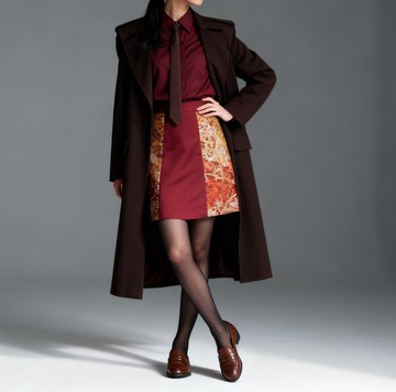 獨一無二絲綢和服袋帶迷你裙・古董再製A字裙・S碼 日本織物藝術