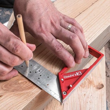 KAPRO不銹鋼直角尺洞洞尺45 度90度木工尺標注鋼尺劃線角度