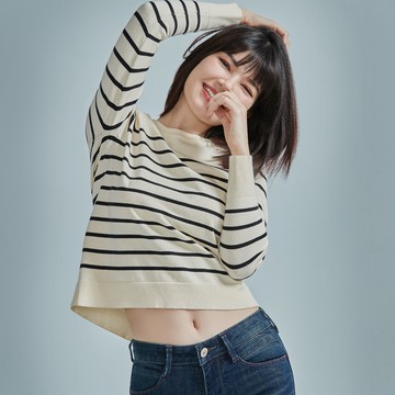 配條圓領優雅線衫-V65138