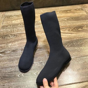 2025歐洲站新款中筒百搭彈力襪子靴平跟短靴馬丁靴網紅瘦瘦靴女潮