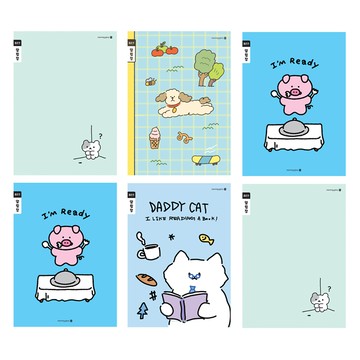 Morning Glory Chaeum Note 小學3-6年級窄行聯絡簿 A款 6入混合組  角落貓 汪汪日 準備飯菜 貓爸爸  1組