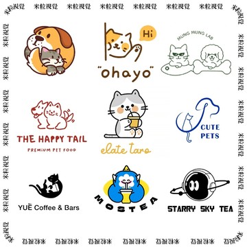 想要好作品找米粒 寵物店LOGO設計 公司logo 原創定制 招牌美編 形象墻設計 品牌標誌 卡通 簡約 抽象 字體定制