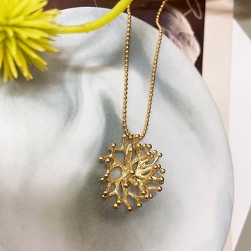 手工 優雅的珊瑚礁 立體 純黃銅 自然海洋 黃銅項鍊 黃銅 飾品