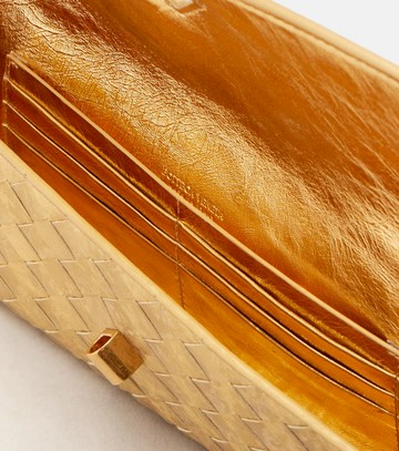 Bottega Veneta Andiamo Intrecciato metallic leather clutch