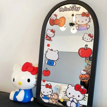 臺灣/✨居傢裝飾 鏡子裝飾貼紙 DIY凱蒂貓HelloKitty貼紙迪士尼唐老鴨米奇卡通動漫鏡子裝飾貼 拍照背景裝飾