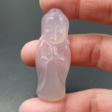 天然玉石a貨冰種粉色玉髓大日如來佛掛件玉髓佛吊墜廠家直銷