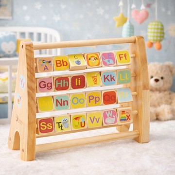 現貨〔木製算珠H1K】多功能木製算珠字母架 ♥ 動物翻板數學算盤 字母積木 ♥ 幼兒早教啟蒙 數字認知 手眼協調 木製
