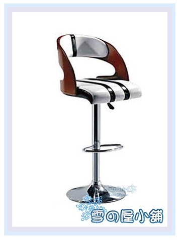 ╭☆雪之屋居家生活館☆╯R897-01 S60吧檯椅(曲木/白+黑條紋皮墊)/櫃台椅/吧枱椅/造型椅/圓盤