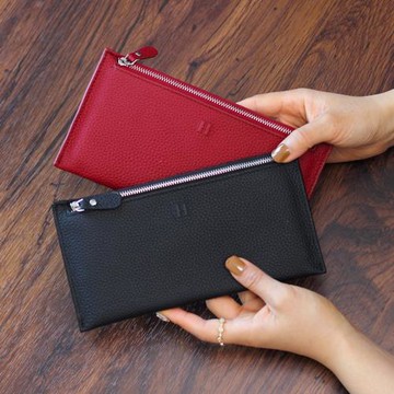 真皮錢包女長款2025新款錢夾超薄款爆款手拿皮夾小眾設計精致高檔