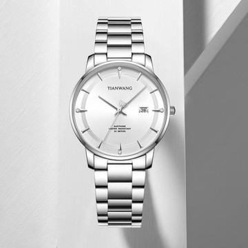 天王表博雅系列經典商務石英鋼帶男女表