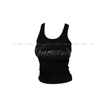美式字母燙鉆無袖修身顯瘦工字背心休閑百搭夏季新款吊帶打底上衣