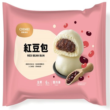 [家速配]奇美冷凍紅豆包6入(全素)