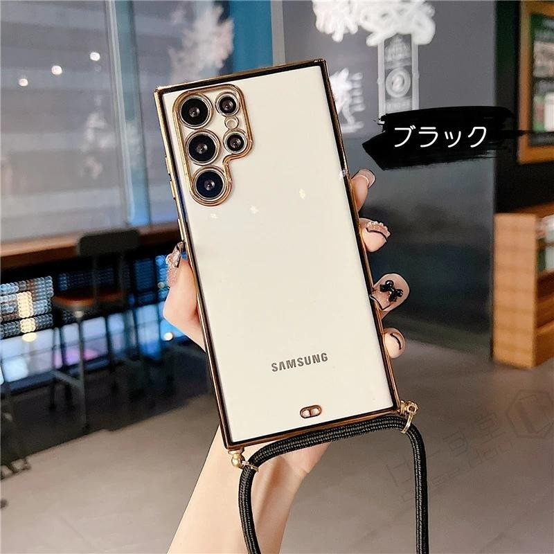 背面クリア Galaxy S21 Plus ケース GalaxyS22 ケース ショルダー TPU