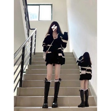 【Plump】 中大尺碼女裝 韓版慵懶風針織毛衣女開襟外套胖mm全新寬鬆大尺碼秋百褶裙套裝  秋冬套裝