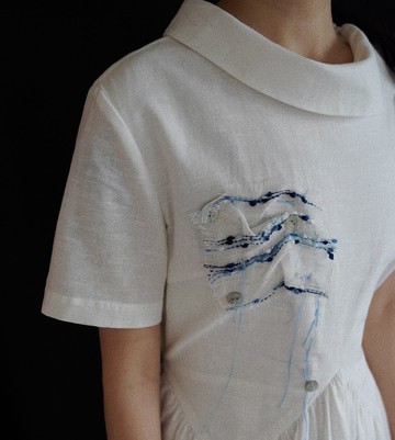 【海浪/貝殼】古典中性復古風/手工優雅連衣裙