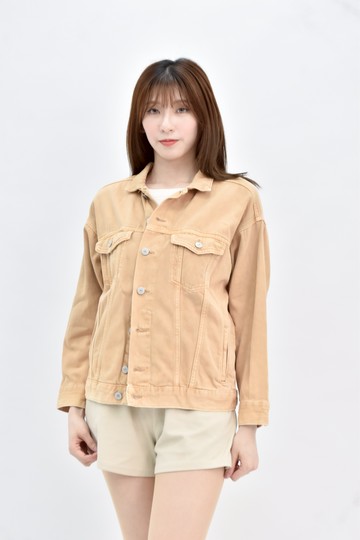 加購優惠(XL) demin 橘色棉質純棉牛仔外套